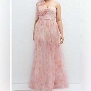 NWT Dessy Collection floral scarf tie one shoulder fairycore tulle dress 16